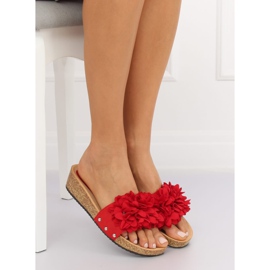 Rot S63 Rote Flip-Flops mit Blumen 1