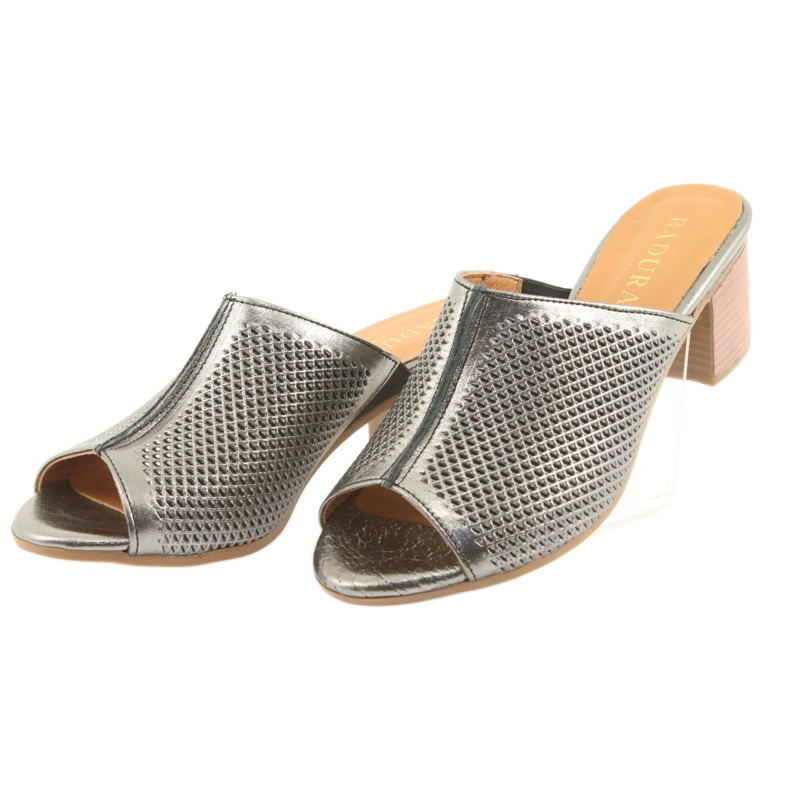 Badura Openwork -Lederkappen von Frauen 5311 Silber grau 3