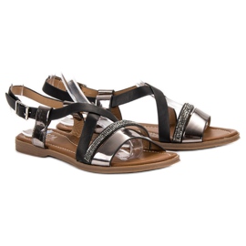 Small Swan Sandalen mit Kristallen schwarz 1