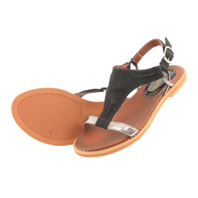 M.Daszyński Sandalen flacher Absatz Daszyński silber-schwarz grau 4