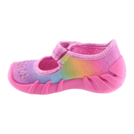 Befado Regenbogen-Kinderhausschuhe 109P183 rosa mit Zirkonen 2
