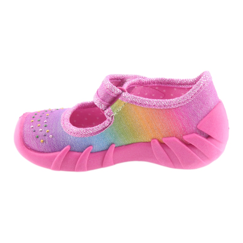 Befado Regenbogen-Kinderhausschuhe 109P183 rosa mit Zirkonen 2
