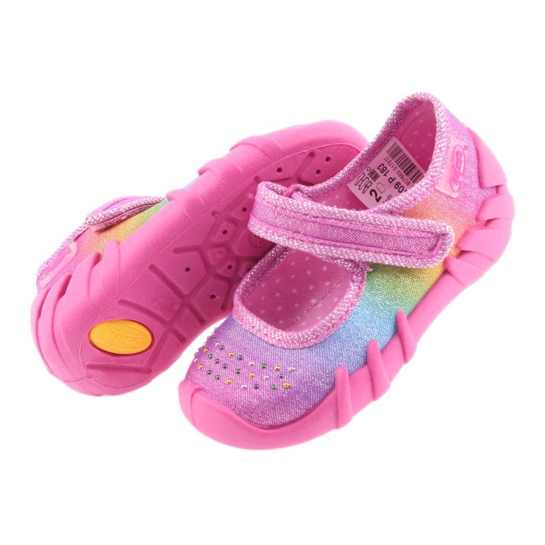 Befado Regenbogen-Kinderhausschuhe 109P183 rosa mit Zirkonen 4