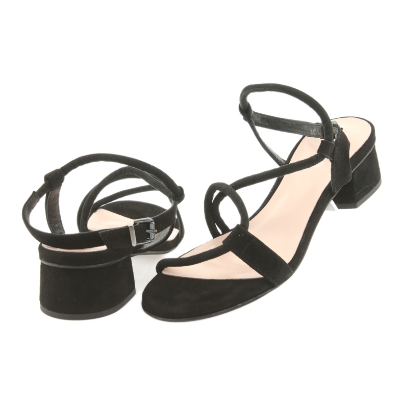 Edeo Frauen Ledersandalen 3386 Schwarz 4