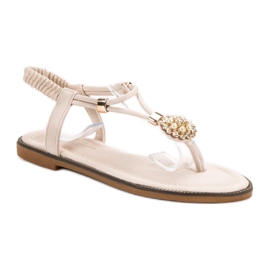 SHELOVET Beige Sandalen mit Gummizug 2
