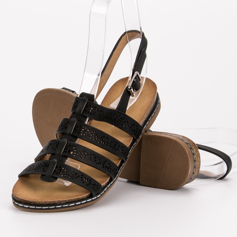 Renda Bequeme schwarze Sandalen 1
