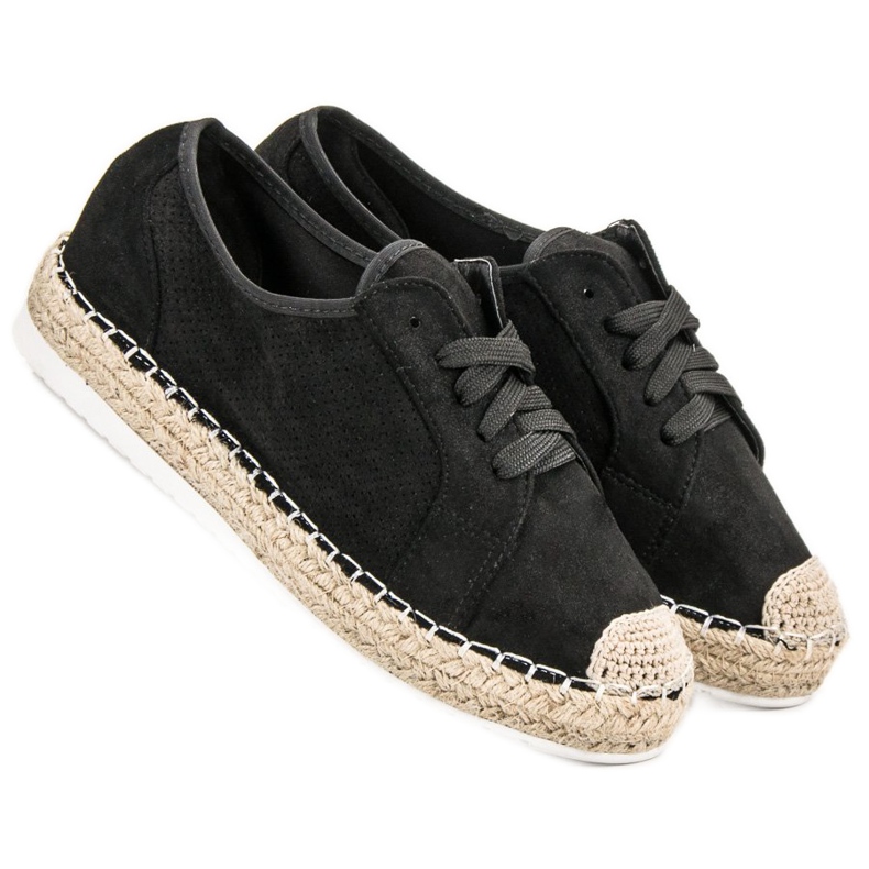 Ideal Shoes Espadrilles zum Schnüren schwarz 1