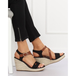 Schwarz BL-360 Schwarze Keilsandalen 1