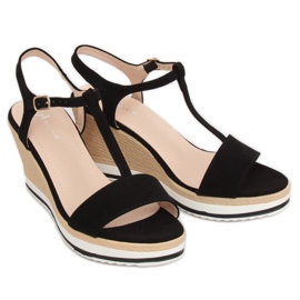 Schwarze Sandalen mit Keilabsatz H-59 Black 2