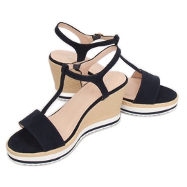 Sandalen mit Keilabsatz H-59 Blau marineblau 2
