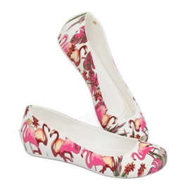 Meliski mit weißen Flamingos CK85 Weiß lila mehrfarbig 2