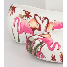 Meliski mit weißen Flamingos CK85 Weiß lila mehrfarbig 1