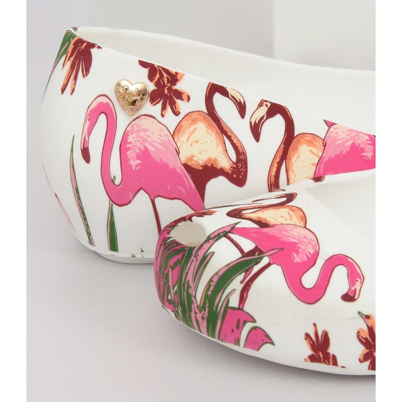 Meliski mit weißen Flamingos CK85 Weiß lila mehrfarbig 1