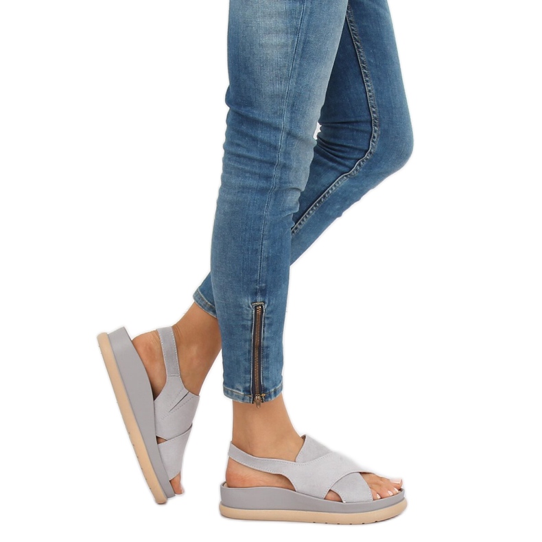 Graue Damensandalen G-202 Grau 1