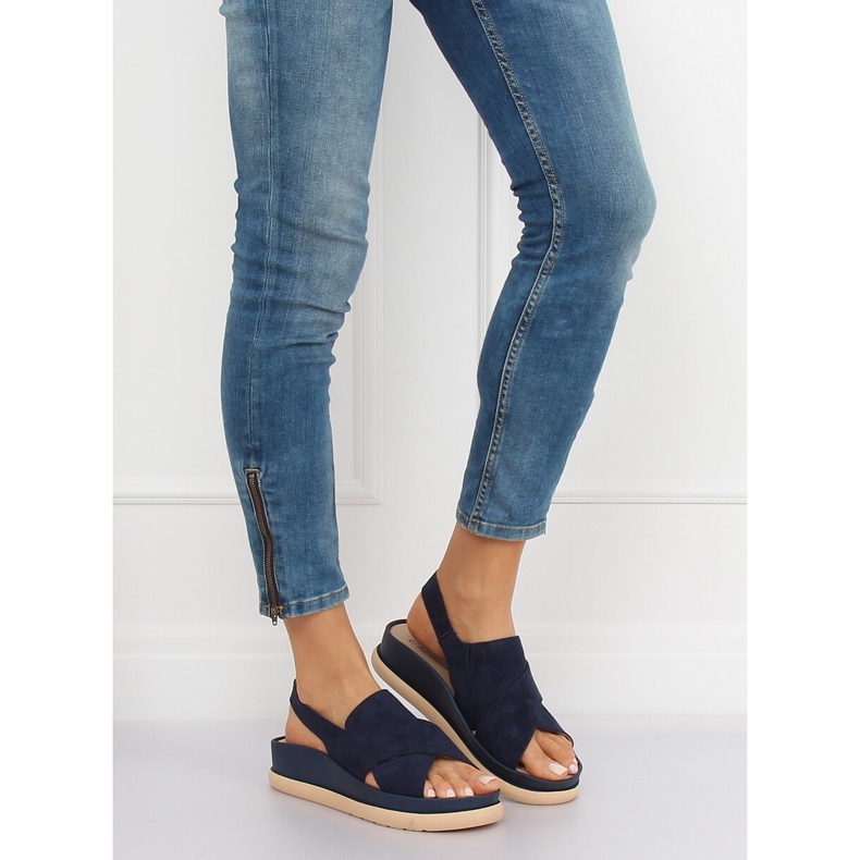Marineblaue Damensandalen G-202 Blau 2