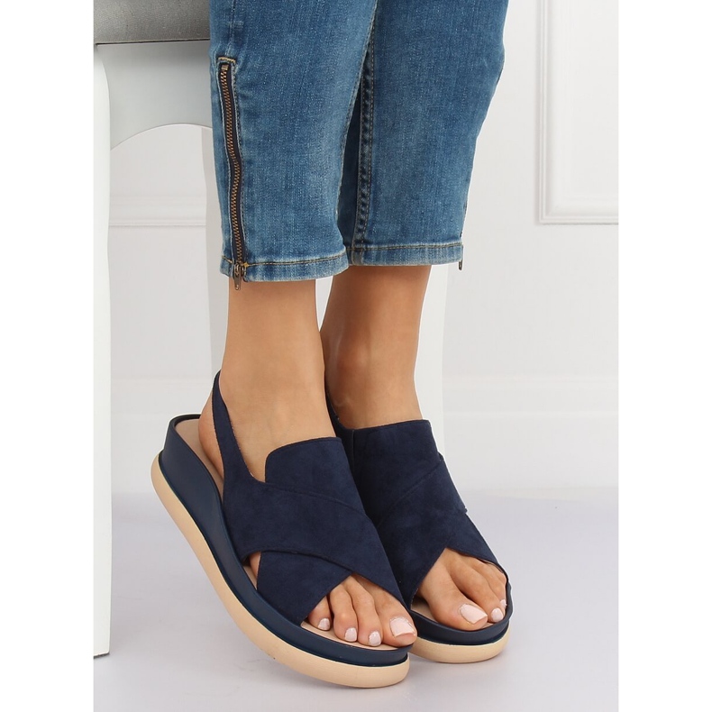 Marineblaue Damensandalen G-202 Blau 1