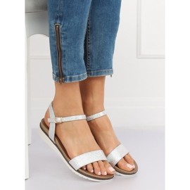 Silberne Damensandalen S18-33 Silber grau 1