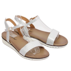 Silberne Damensandalen S18-33 Silber grau 2