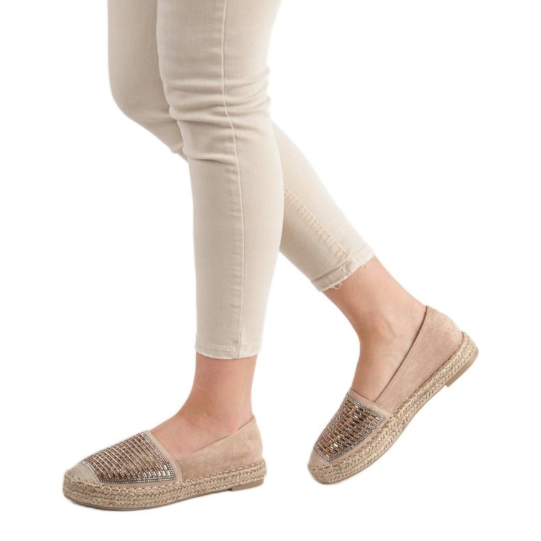 Vices Espadrilles mit Cubic Zirkonia Schraubstöcken braun 1