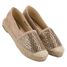Vices Espadrilles mit Cubic Zirkonia Schraubstöcken braun 2