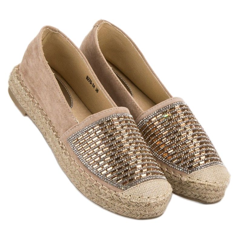 Vices Espadrilles mit Cubic Zirkonia Schraubstöcken braun 2