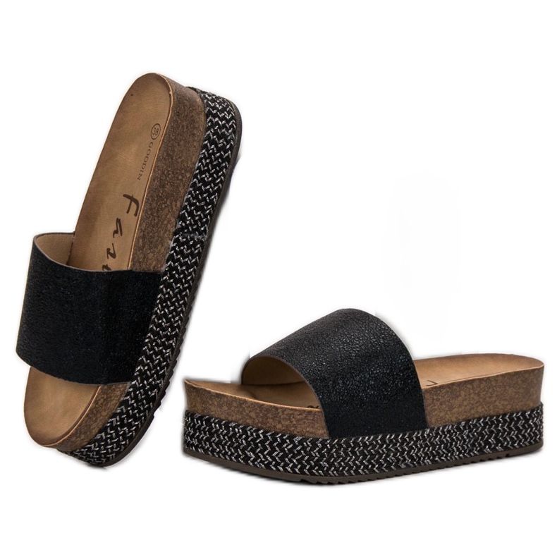 Goodin Hausschuhe auf der Plattform schwarz 1