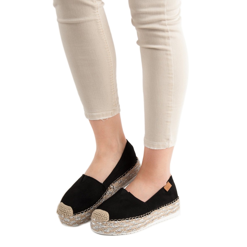 Forever Folie Schwarze Espadrilles auf der Plattform 2