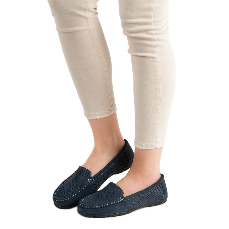 VINCEZA Lederslipper marineblau 2