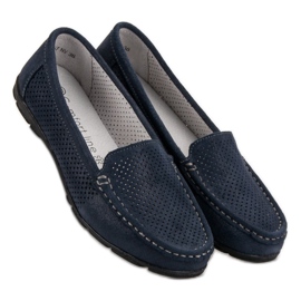 VINCEZA Lederslipper marineblau 1