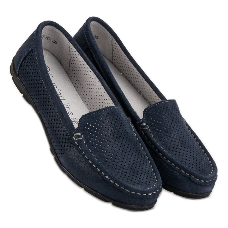 VINCEZA Lederslipper marineblau 1