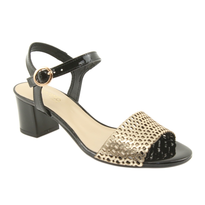 Espinto Schwarz / goldene Sandalen gelb 1