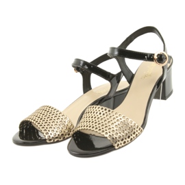 Espinto Schwarz / goldene Sandalen gelb 3