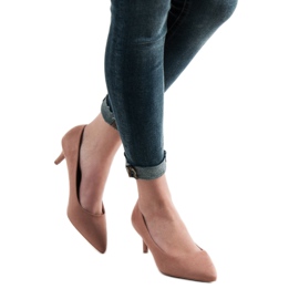 SHELOVET Pumps aus puderfarbenem Wildleder rosa 2