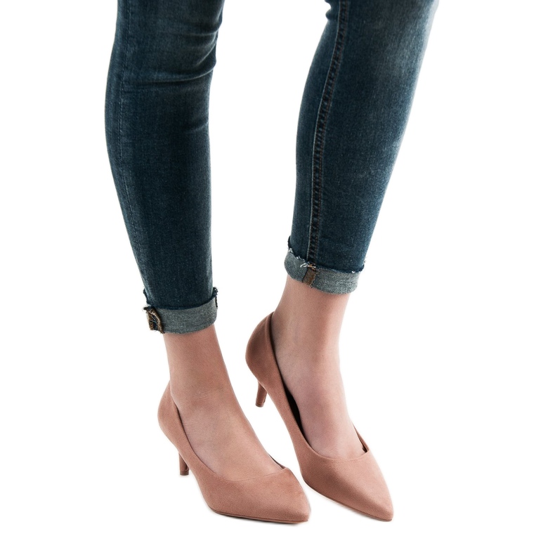 SHELOVET Pumps aus puderfarbenem Wildleder rosa 1