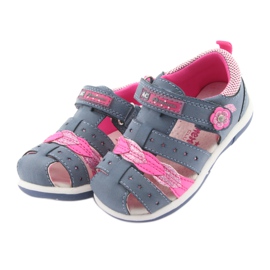 American Club American DR18 Mädchensandalen aus Denim blau rosa 3