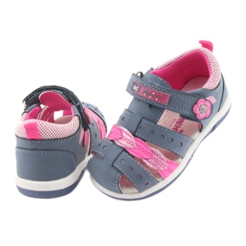American Club American DR18 Mädchensandalen aus Denim blau rosa 4