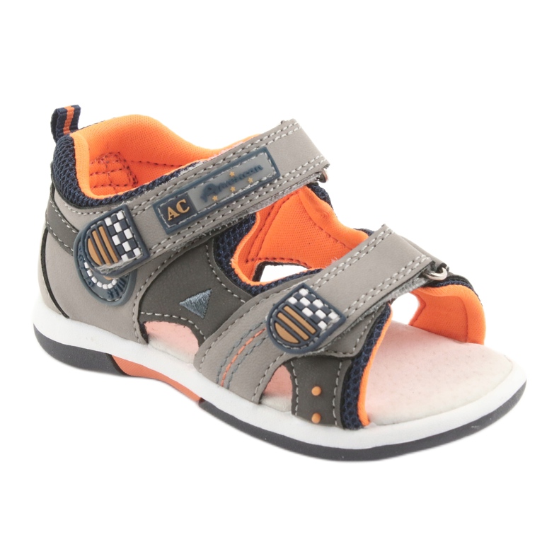 American Club DR13 Jungen Sandalen grau orange navy blau 1