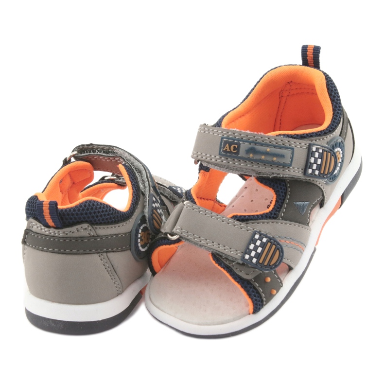 American Club DR13 Jungen Sandalen grau orange marineblau 4