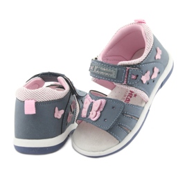 American Club American DR19 Denim-Schmetterlingssandalen für Mädchen blau rosa 4