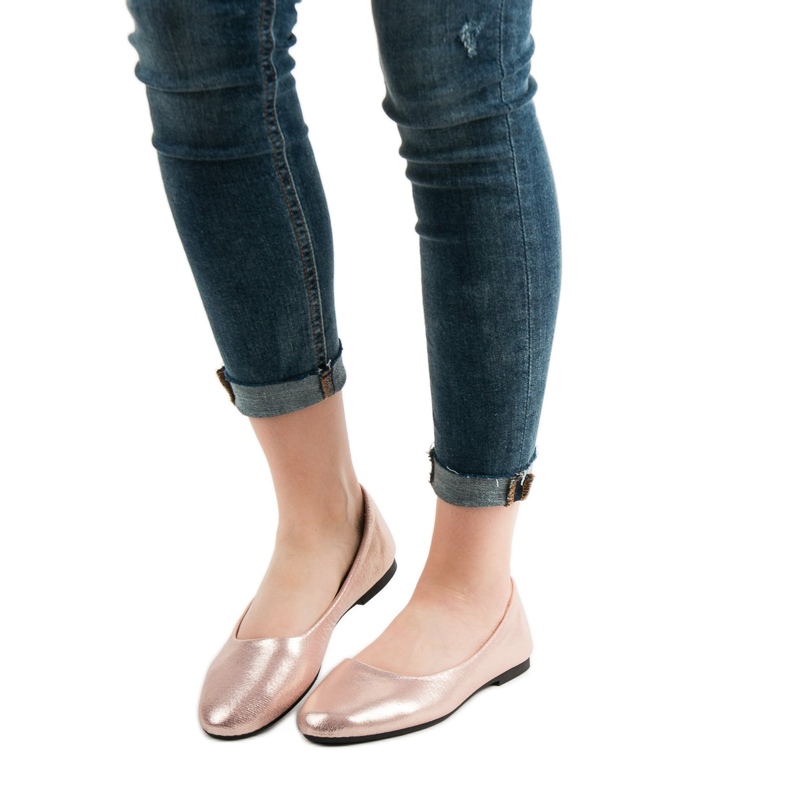 SHELOVET Roségold schimmernde Ballerinas rosa 1
