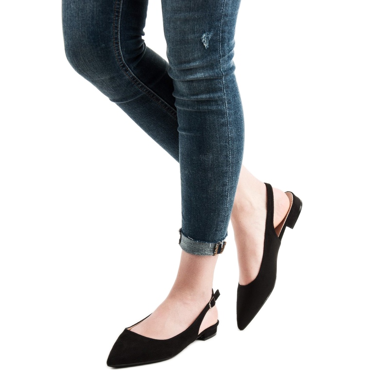 SHELOVET Modische Ballerinas aus Wildleder schwarz 1