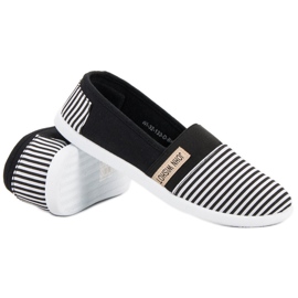 SHELOVET Gestreifte Slipper schwarz 1