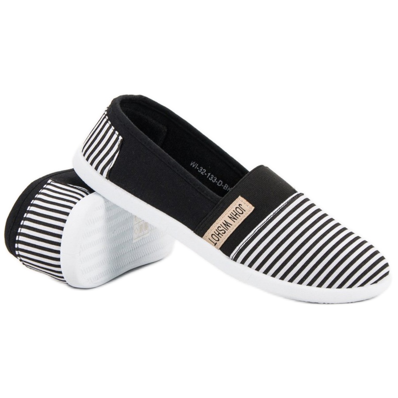 SHELOVET Gestreifte Slipper schwarz 1