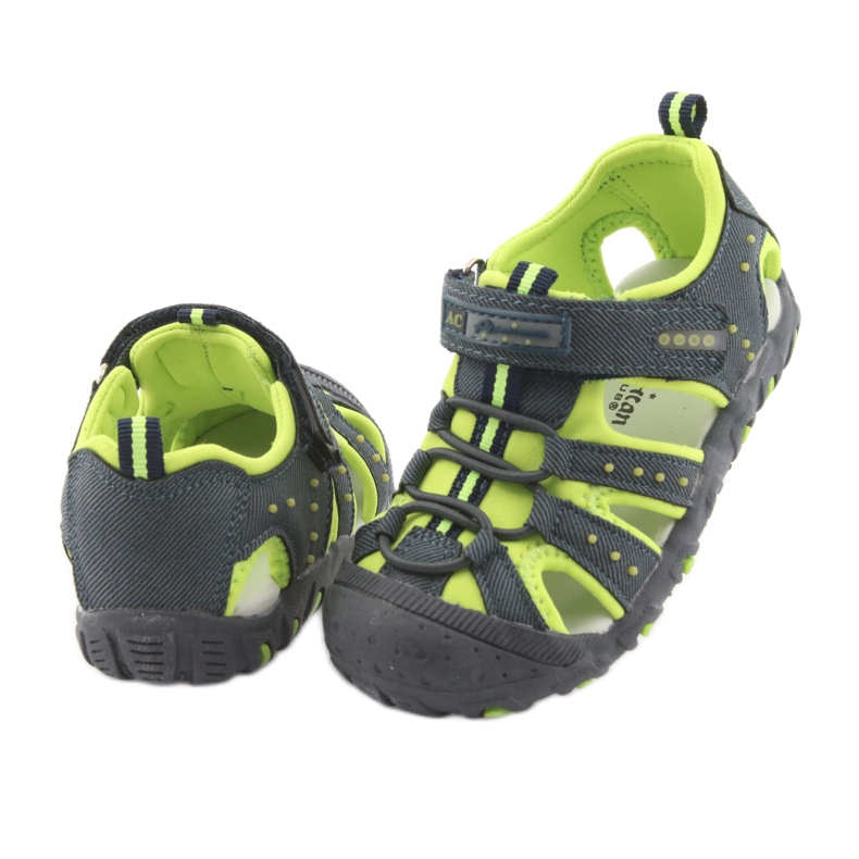 American Club DR11 Klettsandalen für Jungen grün marineblau 4