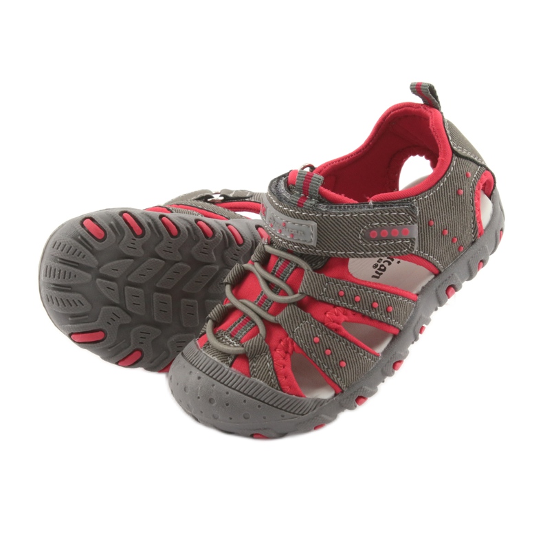 American Club DR11 Klettsandalen für Jungen grau rot 5
