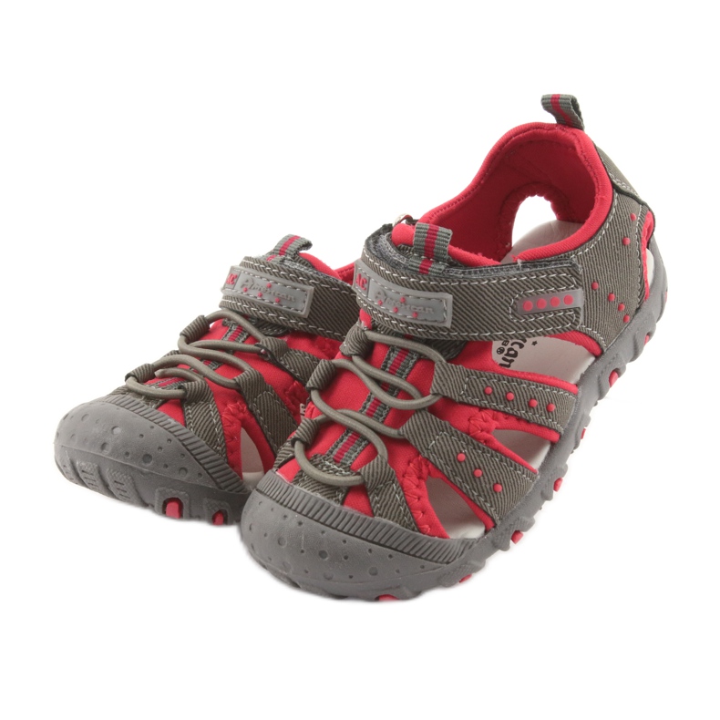 American Club DR11 Klettsandalen für Jungen grau rot 3