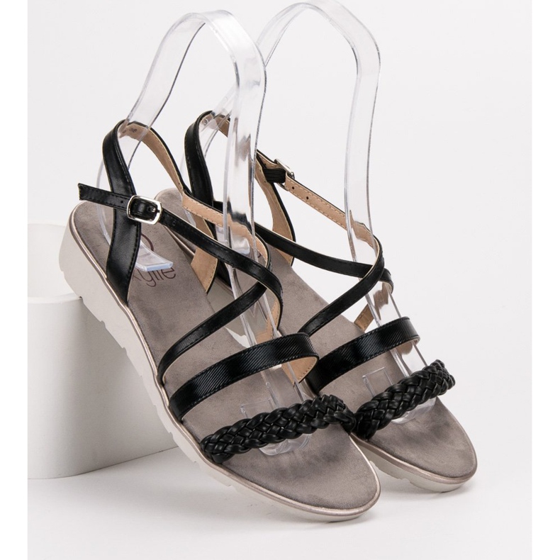 Kylie Schwarze Sandalen auf der Plattform 1