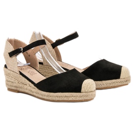 Kylie Keil-Espadrilles schwarz braun 1