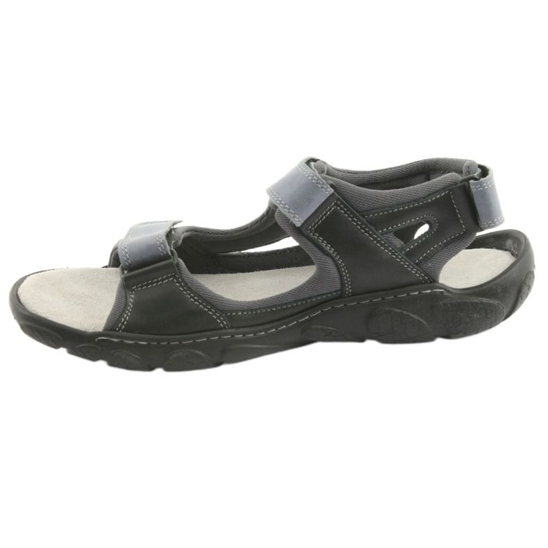 Naszbut Herrenledersandalen mit Klettverschluss 043 Schwarz und Grau 2