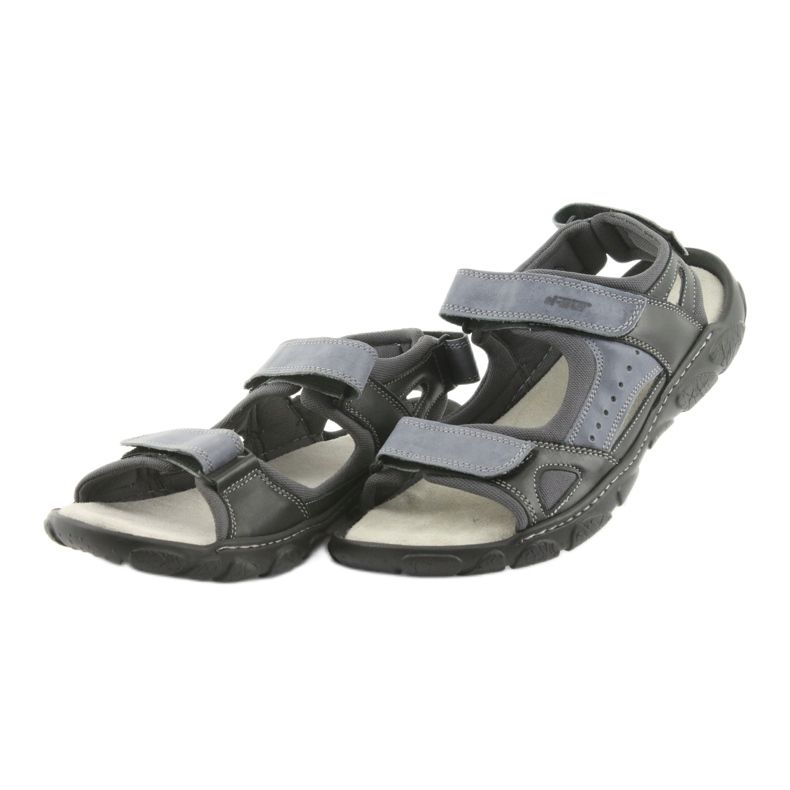 Naszbut Herrenledersandalen mit Klettverschluss 043 Schwarz und Grau 3